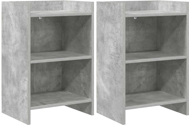 vidaXL Nachttische 2er Set Betongrau aus Holzwerkstoff modern B: 40 cm, T: 30 cm, H: 60 cm - Bild 1