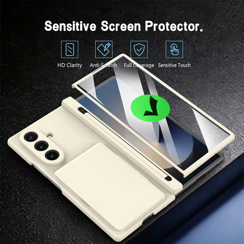 Samsung Galaxy Z Fold 8Ultra 7 6 5 Schutzhülle in Blau mit Kartenfach, Halterung, S Pen-Slot und Displayschutzfolie - Bild 2