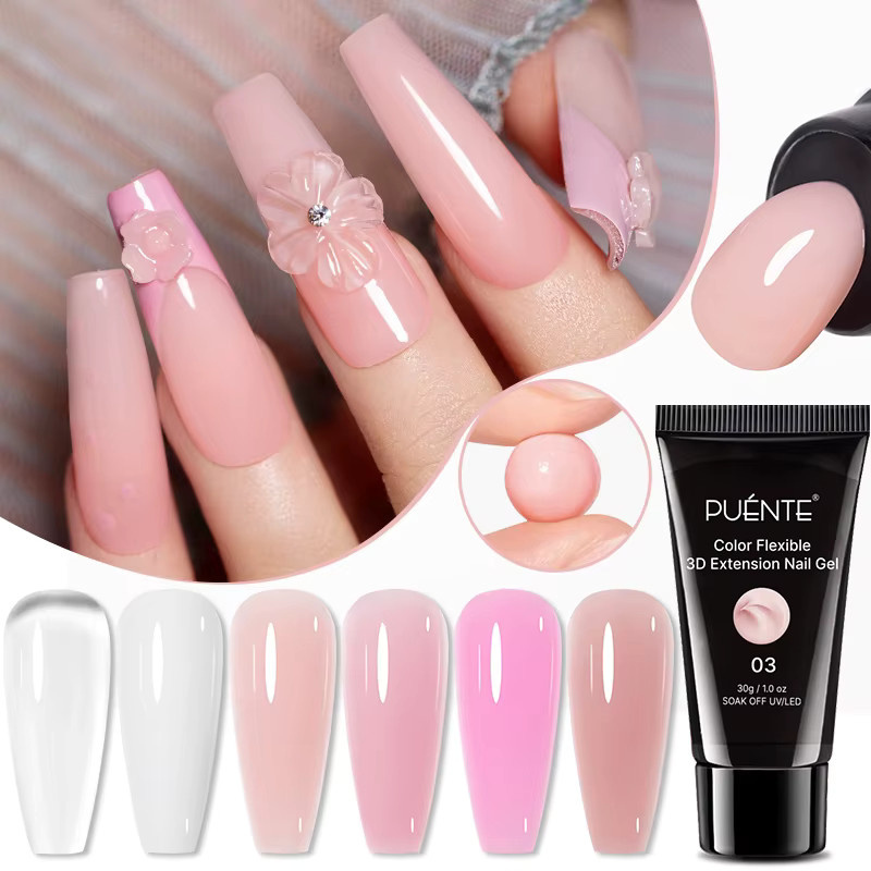 PUENTE Aufbaugel, 30g, Klar Nude Pink, Glänzend - Bild 2