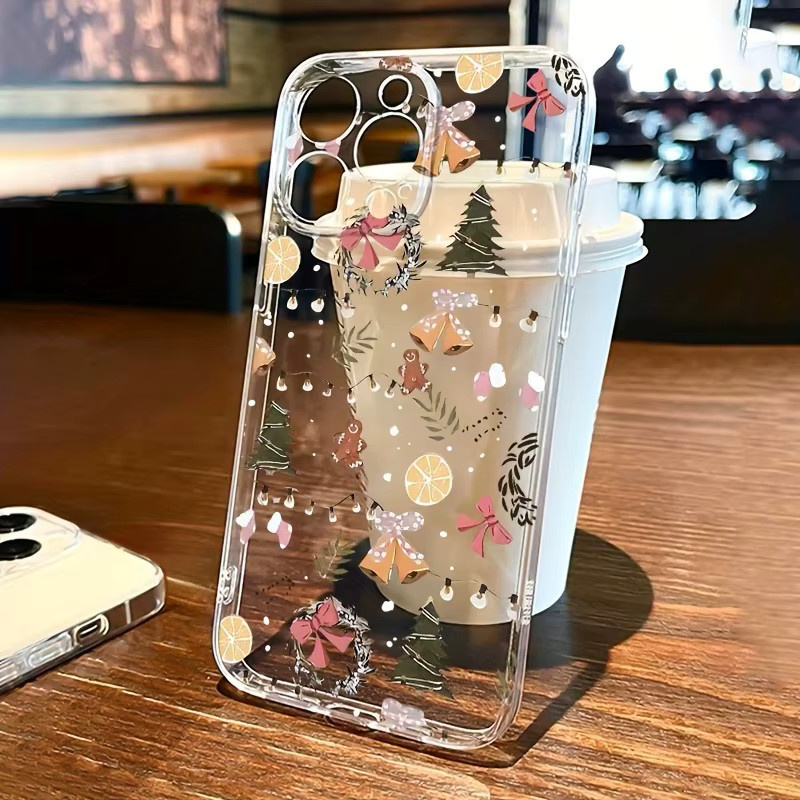 Transparente TPU-Handyhülle mit Weihnachtsbaum-Figur und Glockenmuster für iPhone 17 Air Pro Max, iPhone 16, 15, 14, 13, 12, 11 und weitere Modelle - Bild 2