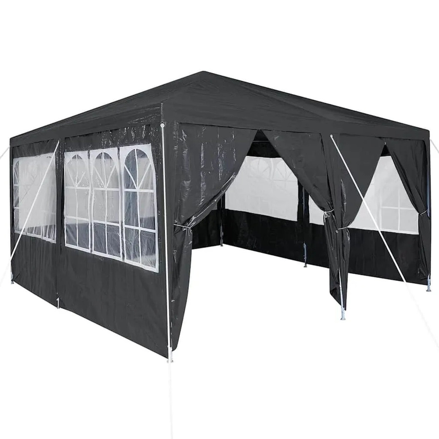 vidaXL Party-Zelt Anthrazit mit Fenster aus Polyethylen und verzinktem Stahl B/T/H: 400 x 400 x 266 cm - Bild 2