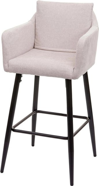 PROREGAL Barhocker mit Lehne und Fußablage in Creme-Beige aus Metall und Stoff, Sitzhöhe: 74 cm - Bild 1