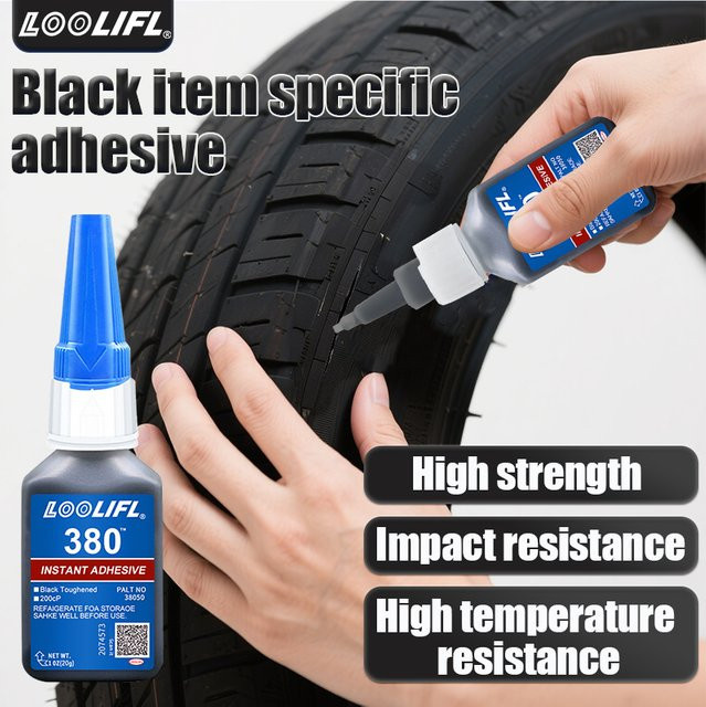 Schwarzer Cyanacrylat-Superkleber in flüssiger Form, wasserdicht und sofort aushärtend für Reparaturen an Kunststoff, Schuhen oder im Auto - Bild 1