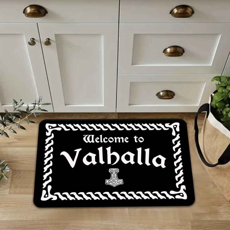 VIKAMA Viking Valhalla Fußmatte in Schwarz für den Eingangsbereich und Gaming-Raum mit nordischem Design - Bild 3