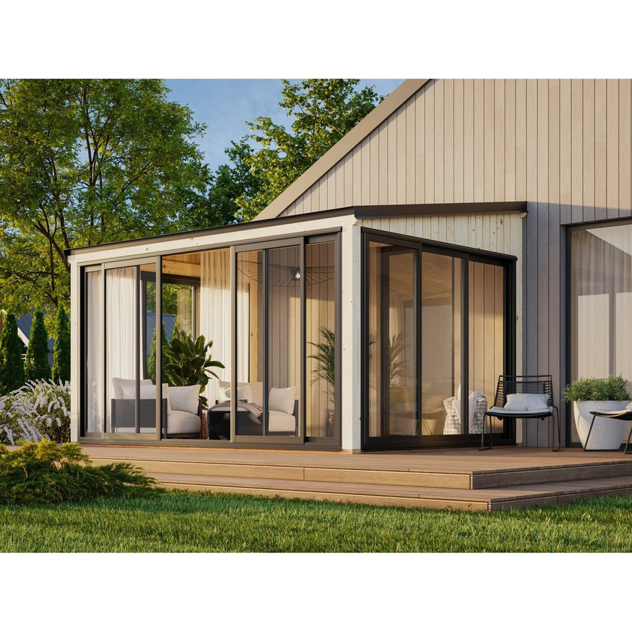 Palmako Holz-Gartenhaus Lumi mit Pultdach aus Fichte in Natur, B: 420 cm, T: 297 cm, H: 210 cm - Bild 2