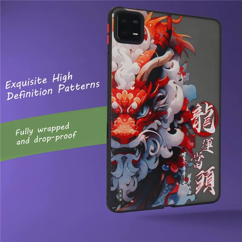 Xiaomi Tablet Hülle im chinesischen Dragon Loong Design für Pad 5 6 7Pro Redmi Pad SE 8,7 11 Zoll, matt und stoßfest, Multicolor - Bild 4