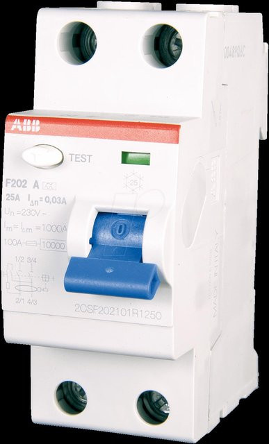 ABB Fehlerstromschutzschalter F202A-25/0,03 RCD 25 A 30 mA 1+N in Weiß - Bild 2