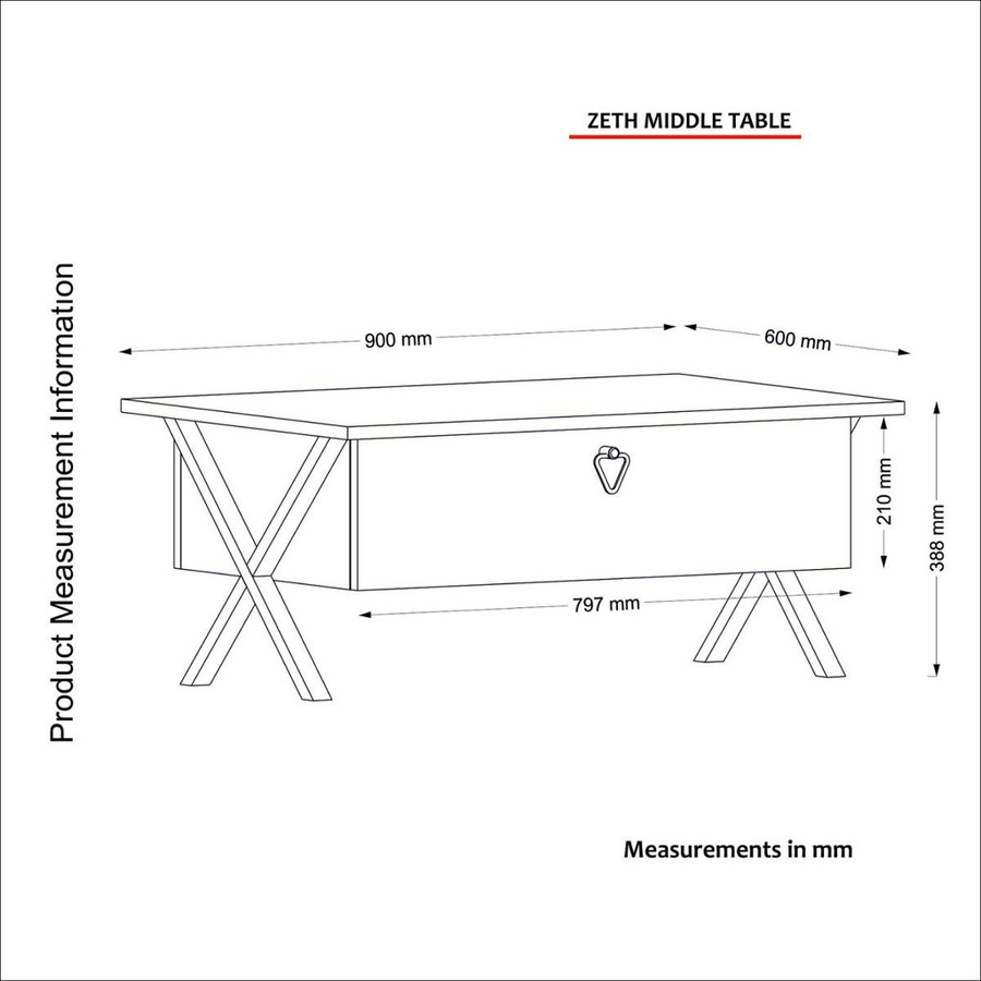 Couchtisch Zeth in Eiche Nachbildung mit Melaminbeschichtung, Braun, B/H/T: 90 x 39 x 60 cm - Bild 4
