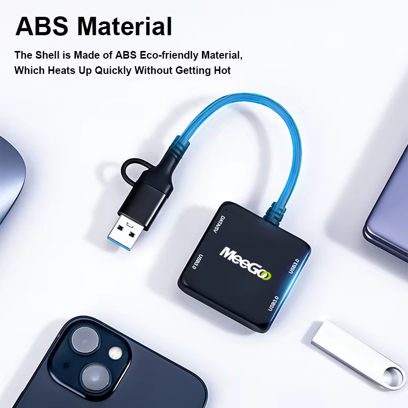 MeeGoo USB C Dockingstation mit Gigabit Ethernet-Adapter, USB 3.0 Hub und 100 W Ladestation in Schwarz - Bild 6