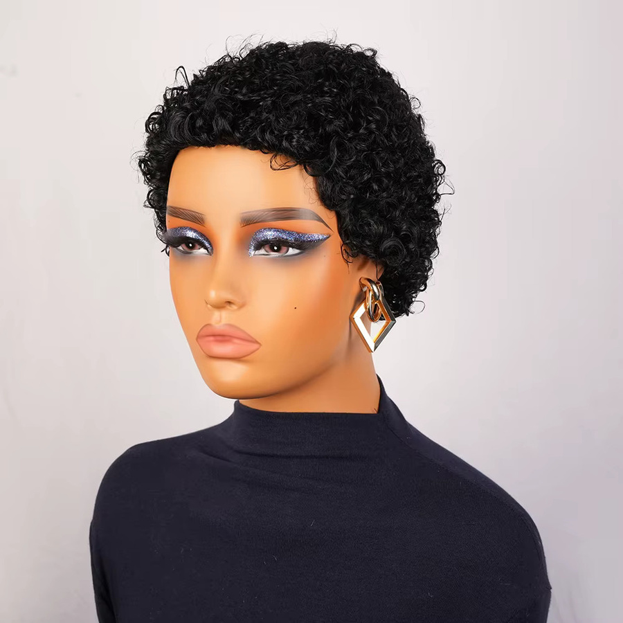 OYM HAIR Afro-Perücke, Echthaar, kurze lockige Pixie-Perücke, Damen - Bild 4