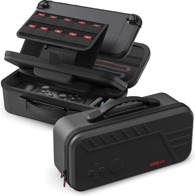 Nintendo Switch 2 Aufbewahrungstasche mit großem Fassungsvermögen, 2-lagige Hartschale für Controller und Zubehör, Schwarz - Bild 1