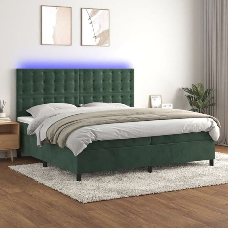 Vidaxl Boxspringbett mit Matratze in Grün und Weiß aus Samt und Polyester B/T/H: 200 x 200 x 118 cm - Bild 1