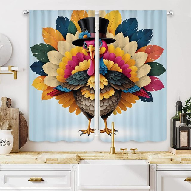 2er-Set digital bedruckte Vorhänge mit Türkei-Motiv in Grün und Blau, halbtransparent mit Bindeband für Wohnzimmer und Schlafzimmer, B: 132 cm, H: 160 cm - Bild 1