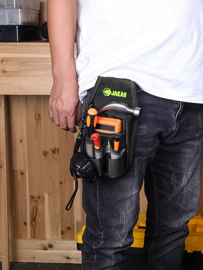 JAKAH Mini-Werkzeugtasche aus ballistischem Nylon in Schwarz mit mehreren Taschen für Elektriker - Bild 6