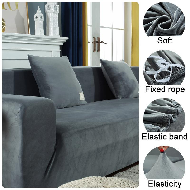 Lellen Stretch-Sofabezug aus Samtstoff und Baumwolle für 3-Sitzer, Breite: 190-230 cm - Bild 2