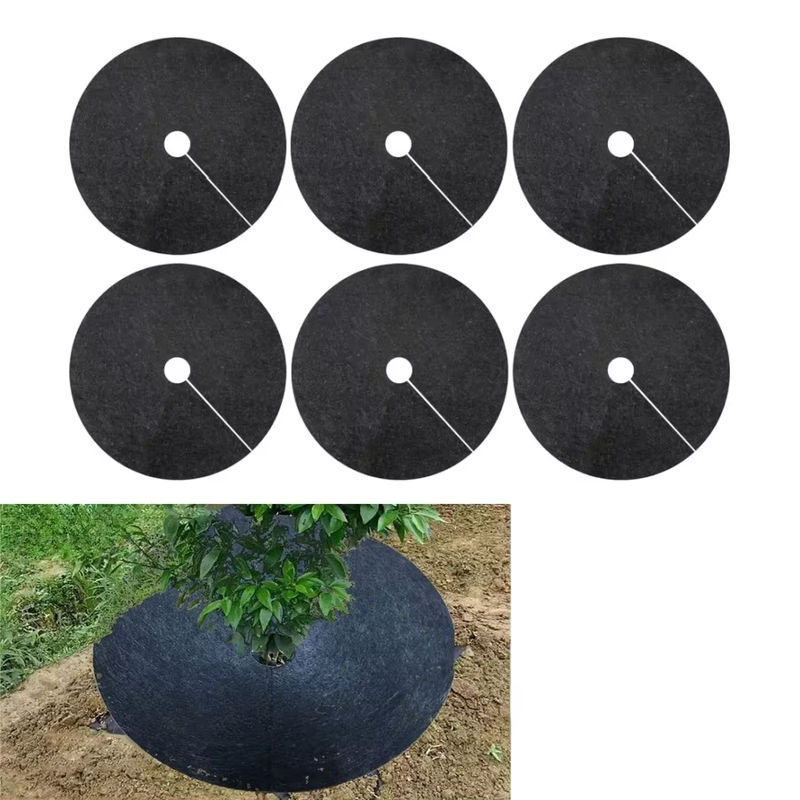 6er Set Mulchringe aus Vlies in Schwarz zur Unkrautbekämpfung und Gartenarbeit, Durchmesser: 15 cm bis 82 cm - Bild 7