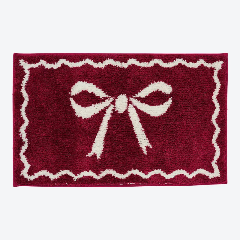 NKD Teppich in Jacquard-Optik aus Mikrofaser in Rot, rutschfest, B/H: 50 x 80 cm - Bild 2