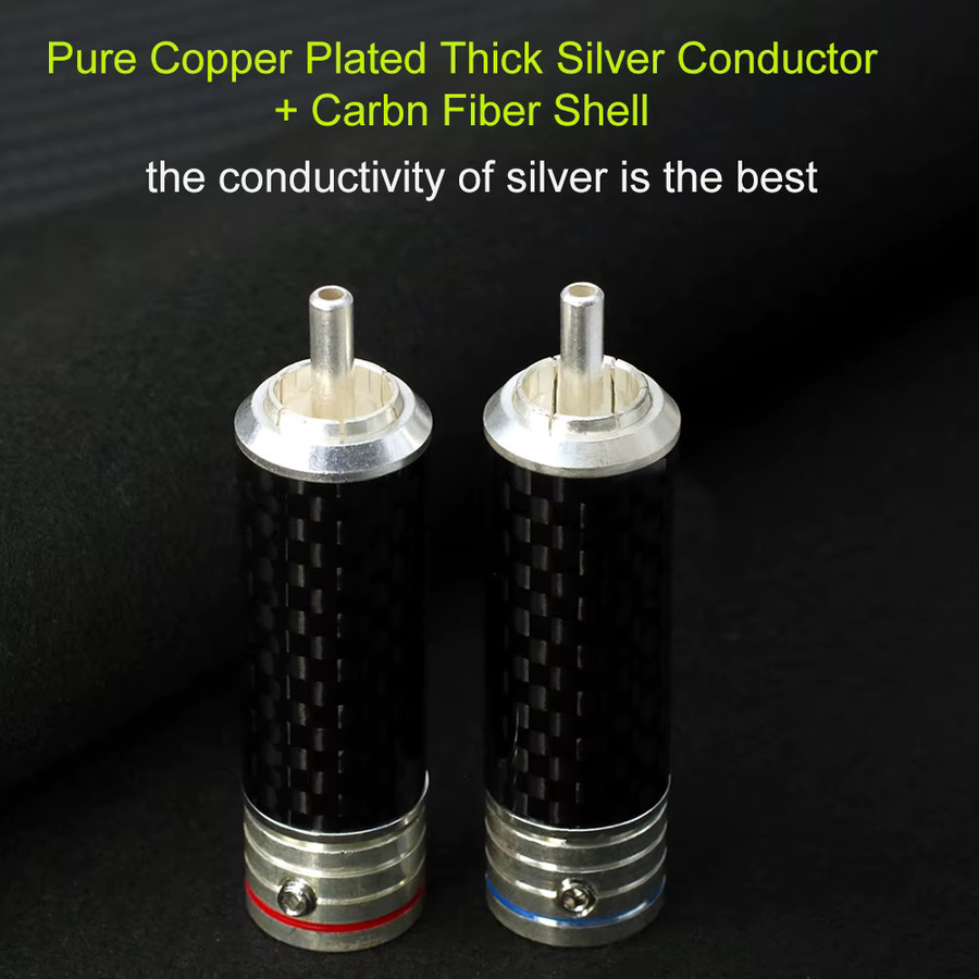 4 Stück RCA-Audio-Stecker und Buchsen von xianshishenghuo aus reinem Kupfer mit Rhodium-Beschichtung in Silber - Bild 2