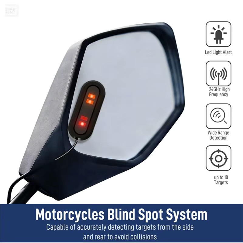 Stable-Moto Warnsystem 60GHz BSD-Radar Sicherheitskit für Motorräder mit Totwinkel-Überwachung und Spurwechselassistent, Schwarz, IP67 Wasserdicht - Bild 4