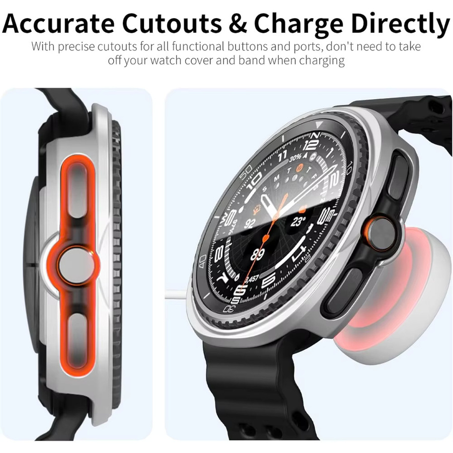 Mptionx Uhrenzubehör PC-Abdeckung + Glas, Schwarz, Samsung Galaxy Watch 8 - Bild 6