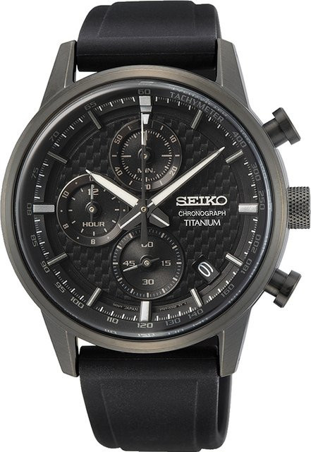 Seiko Chronograph, Titan, Quarz, 42 mm, Herren, Schwarz, 10 ATM - Bild 1