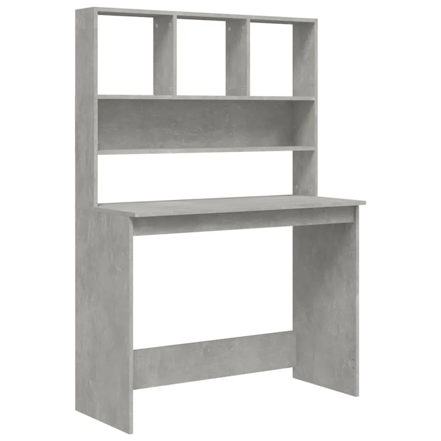 vidaXL Schreibtisch mit Regal in Betongrau aus Holzwerkstoff, B: 102 cm, T: 45 cm, H: 148 cm - Bild 2