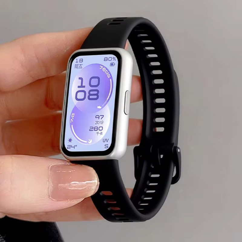 Huawei Uhrenarmband Silikon, Schwarz, Huawei Band 11/11Pro - Bild 2