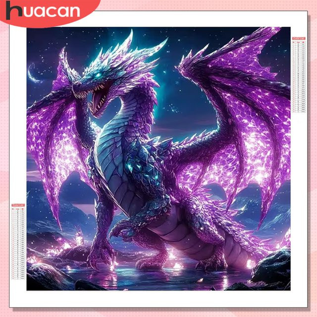 HUACAN Diamant-Malerei-Set Drachen-Tier mit 5D-Diamant-Mosaik und vollem Bohrer als Wandkunst für dein Zuhause - Bild 1