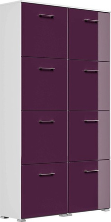 Posseik Schuhschrank Elite mit 8 Klappen für 32 Paar Schuhe, Weiß-Brombeer, B: 104,8 cm, H: 186,9 cm, T: 31,6 cm