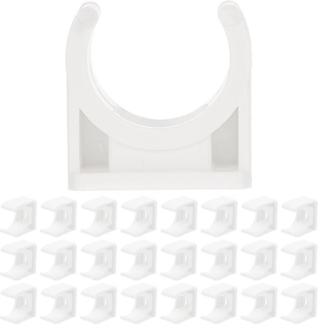 50 Stück U-förmige Rohrklemmen aus Kunststoff in Weiß, 16 mm, PVC-beschichtet zur Befestigung von Dünnwand-Schläuchen - Bild 1