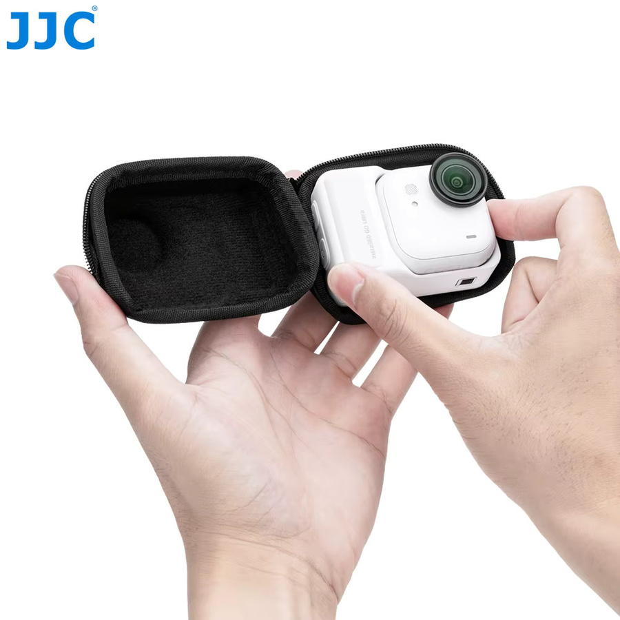 JJC Tragetasche für Insta360 Go Ultra Zubehör, kompakte Reise-Hartschalentasche mit Bodenöffnung in Schwarz, anschließbar an Stativstange - Bild 7
