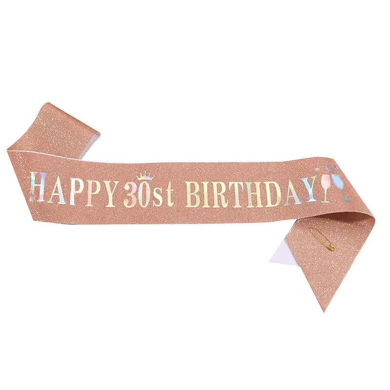 WakaParty Glitzer Schärpe in Pink für Frauen und Mädchen zum Geburtstag - Bild 2