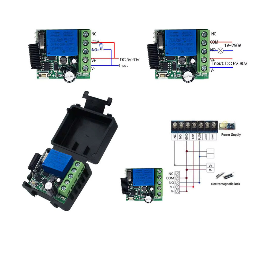 Szaoju DC 12V 1CH RF 10A Relais Empfänger mit 433MHz Fernbedienung und 2CH Sender für elektromagnetische Schlösser - Bild 3