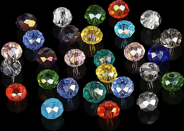 QIAO Glas Kristall Perlen, Facettierte Rondelle, 4-8mm, Unisex - Bild 1