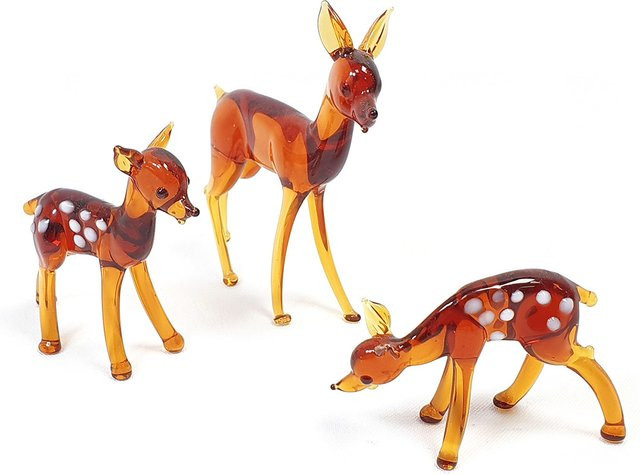 3er-Set Glasfiguren Rehfamilie von Farbglashütte Lauscha, braun, Höhe: 8,0 cm, Breite: 8,0 cm, Tiefe: 3,0 cm - Bild 1