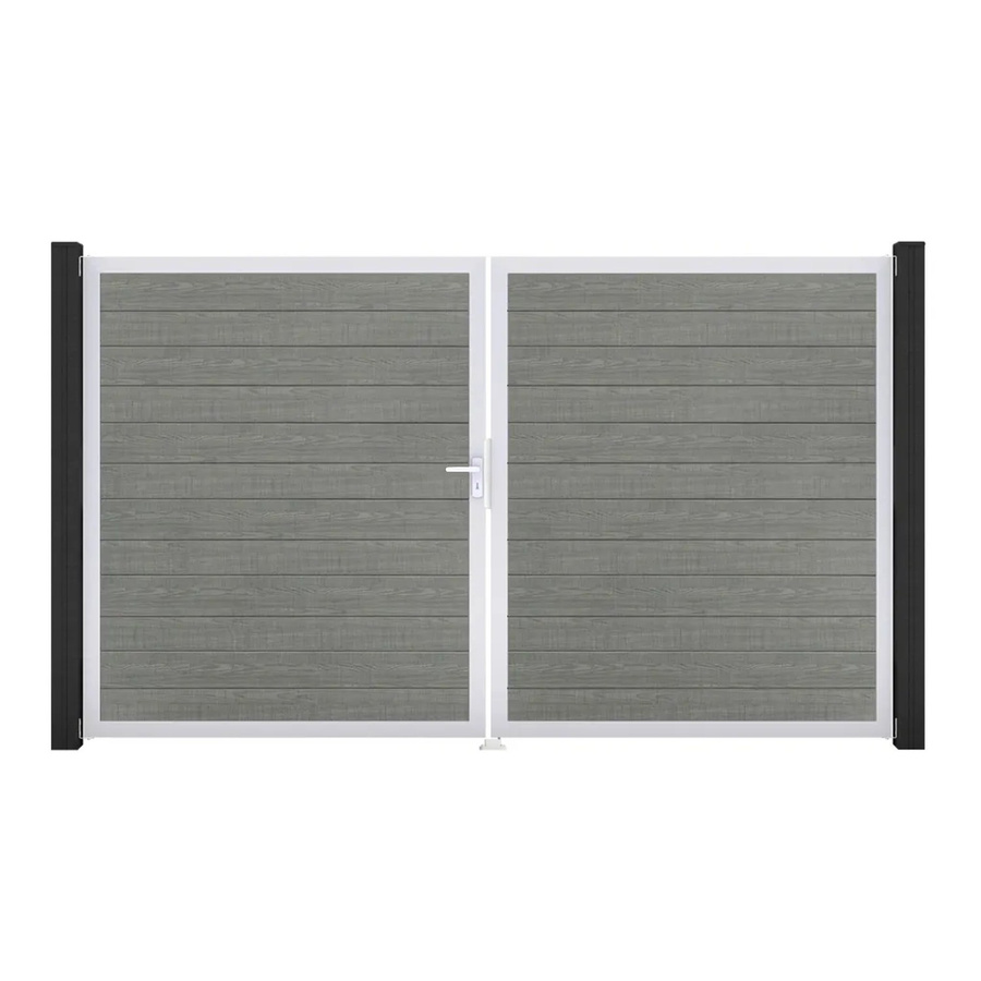 GroJa Tor Basicline Schmal 2-flügelig Grey Ash Cut EV1 DIN Links mit Sichtschutz, Breite: 306 cm, Höhe: 180 cm - Bild 2