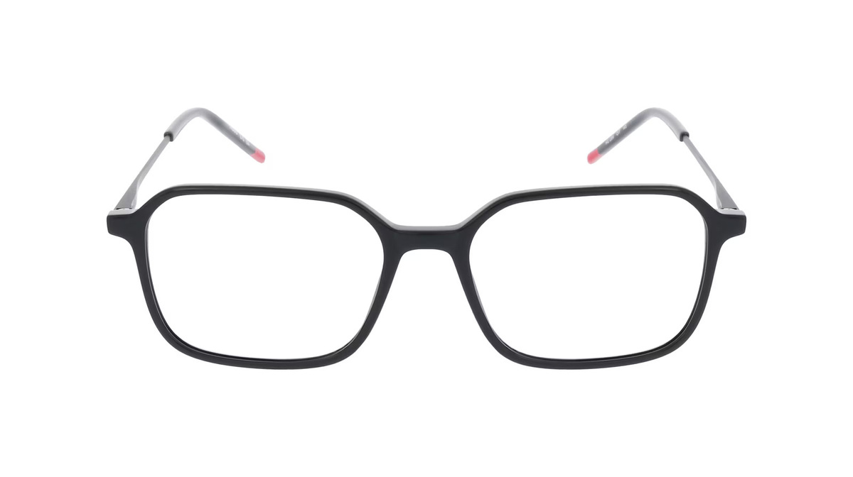 Hugo Boss HG 1289 Korrektionsbrille, Vollrand, Hexagonal, Acetat, Herren, Schwarz, Rot - Bild 1