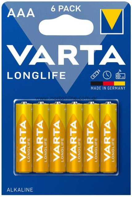 Varta Longlife AAA / LR3 Alkali Batterien, 6er Set, Gelb - Bild 1