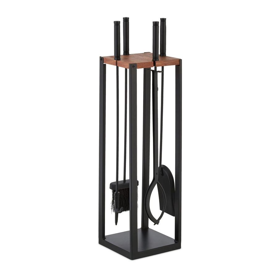 Relaxdays Kaminbesteck 5-teilig aus Eisen, Aluminium und Mangoholz in Schwarz und Braun, B/T/H: 78 x 20 x 20 cm - Bild 2