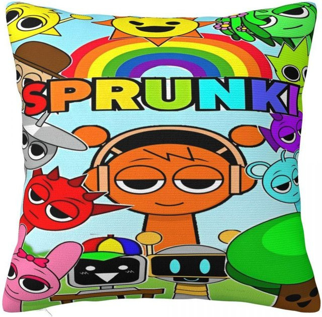 Sprunki Kissenbezug aus Peach Skin, quadratisch, Mehrfarbig, B/B/H: 18 x 18 x 18 cm - Bild 1