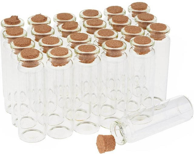 VBS Glasröhrchen mit Korken, 24 Stück, Transparent, Höhe: 7 cm - Bild 1