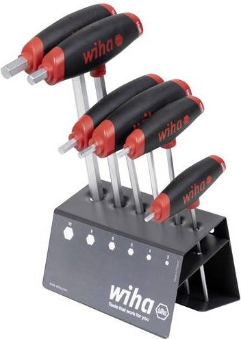 Wiha T-Griff-Schraubendreher-Set mit Werkstattständer, 6-teilig, Schwarz-Rot - Bild 1