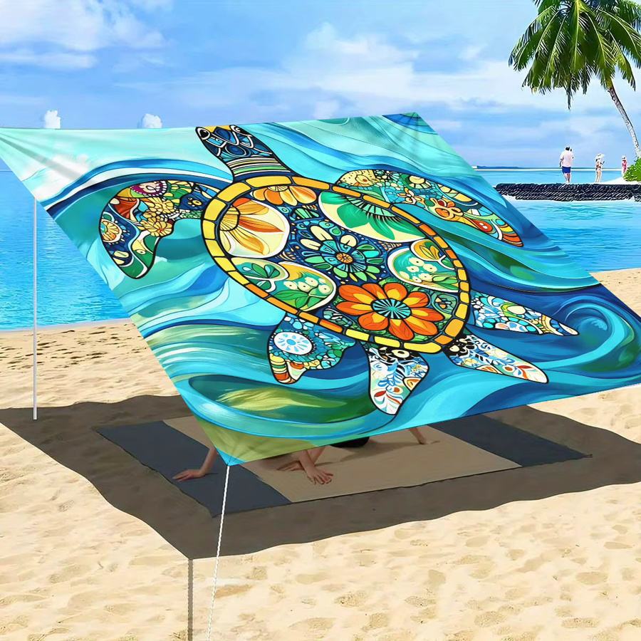 Schildkröten-Blumen-Geometrie Markise für den Außenbereich und Strand mit UV-Schutz, Grün/Mehrfarbig, Breite: 150 cm - Bild 4
