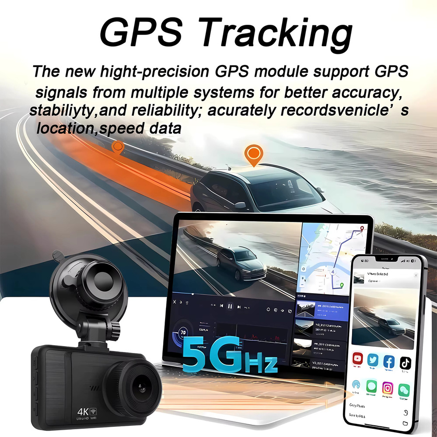 USEEBEE Dashcam mit Dual Objektiv, 4K UHD und 2,5K Auflösung, inklusive Rückfahrkamera, GPS, WIFI und 24H Parküberwachung in Schwarz - Bild 5