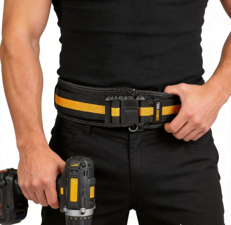 TOOLHUWEI Hochleistungs-Arbeitsgürtel aus verdicktem Oxford-Stoff in Schwarz mit verstellbarer Schnalle - Bild 4