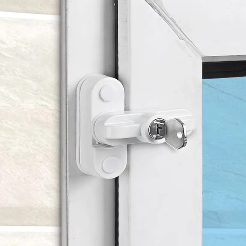 Sicherheits-Fensterschloss aus Legierung mit Schlüssel in Weiß als Diebstahlsicherung und Begrenzungsschloss für UPVC-Fenster und Türen - Bild 3
