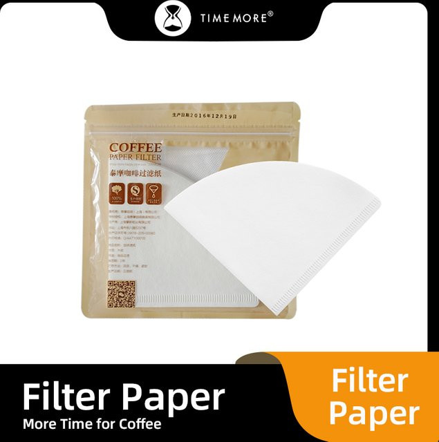 Timemore Filterpapier für Handfilter und V-förmige Kaffeekannen, 50 Stück, Weiß - Bild 1