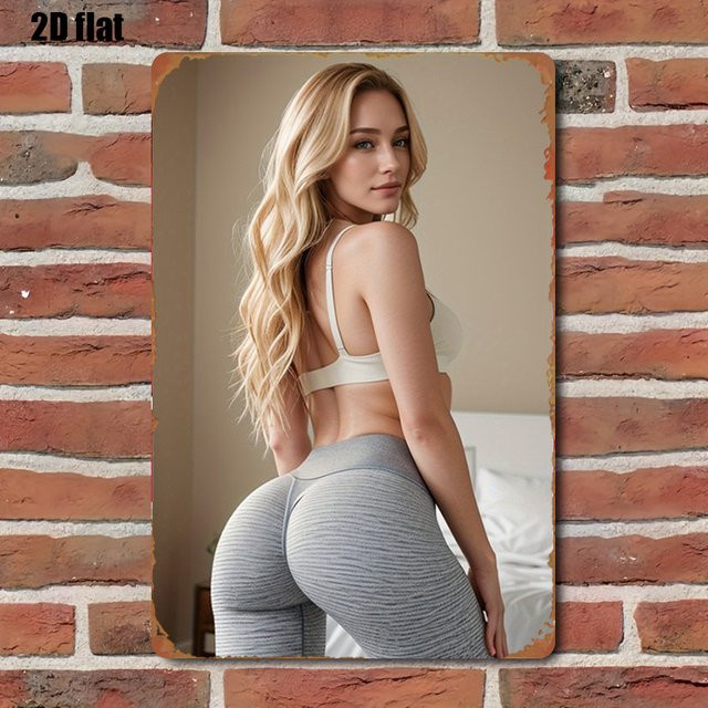 HELLOYOUNG Vintage Damen Metallblechschild Wanddekoration, B: 20,3 cm, H: 30,5 cm, Mehrfarbig - Bild 1
