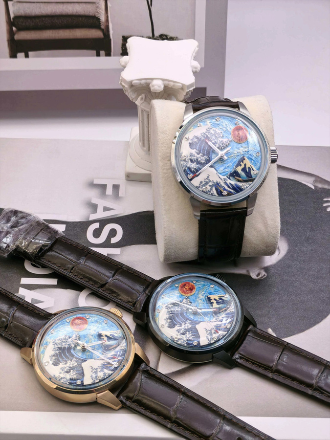 MechJazz Armbanduhr Automatik, Edelstahl, Leder, Blau, Herren - Bild 5