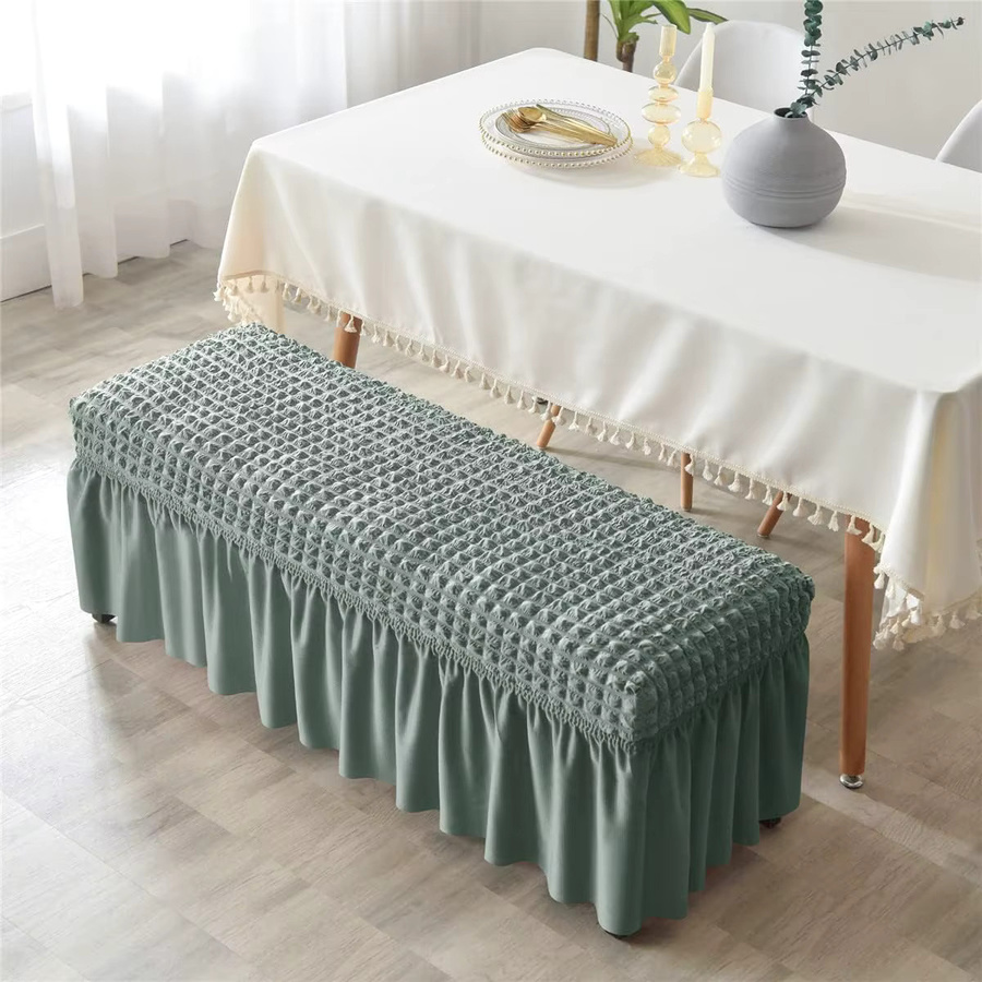 S-EMIGA Stretch-Schonbezug für Esszimmerbänke und Fußhocker aus Polyester mit modernem Blasengitter-Design - Bild 3